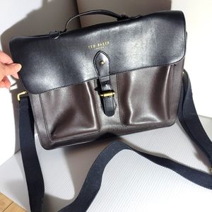 Ted Baker leather briefcase laptop bag satchel crossbody black brown purple
